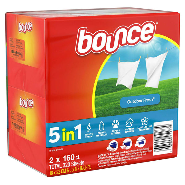 Bounce Dryer Sheets, Outdoor Fresh, 160-count, 2-pack