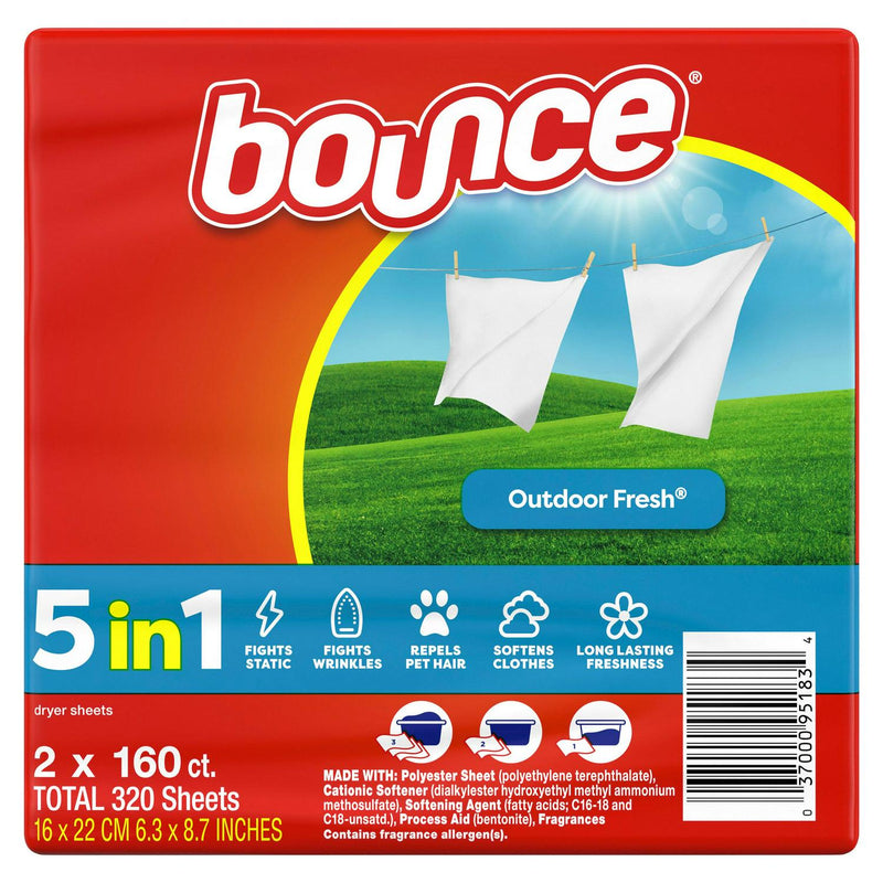 Bounce Dryer Sheets, Outdoor Fresh, 160-count, 2-pack