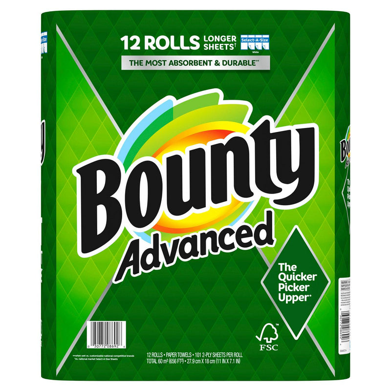 Bounty Advanced Paper Towels, 2-Ply, 101 Sheets, 12-count