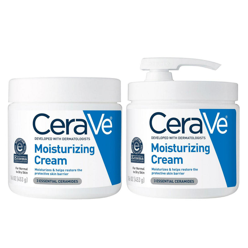 CeraVe Moisturizing Cream Interchangeable Multi-Pack, 16 oz Jar with Pump + 16 oz Jar