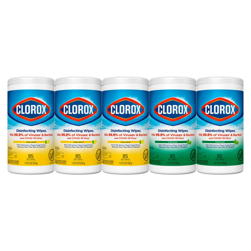 Clorox Disinfecting Wipes, Variety Pack, 85-count, 5-pack