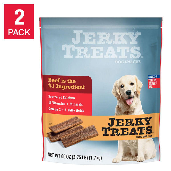 Jerky Treats American Beef Dog Snacks 60 oz, 2-count