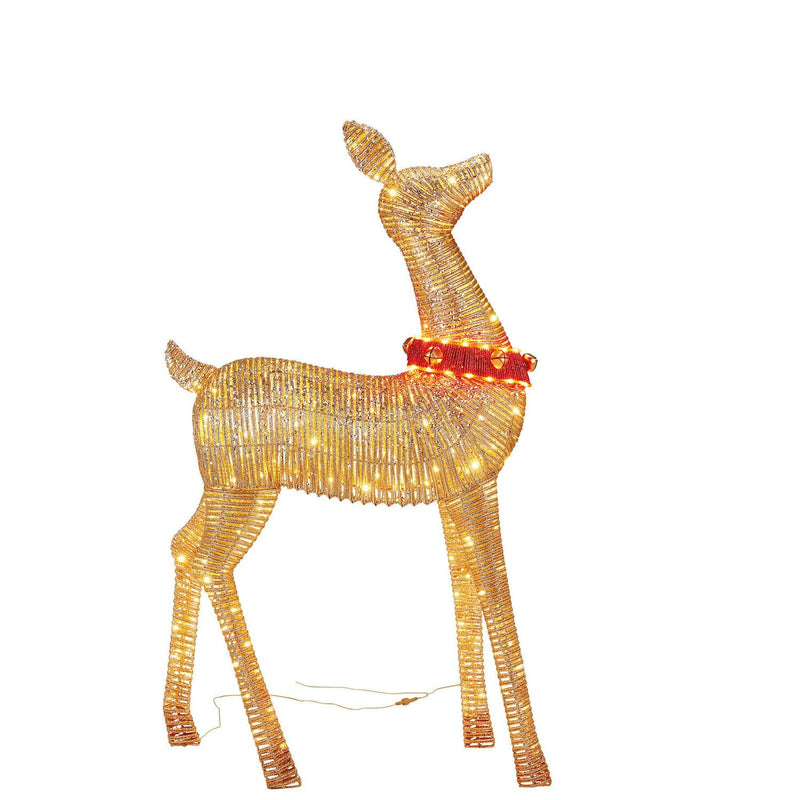 Lighted LED Deer Family with Bell Collars, Set of 3