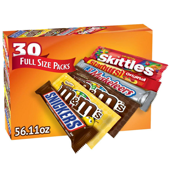 M&M's, Skittles and More Candy Bars, Variety Pack, Full Size, 30-count