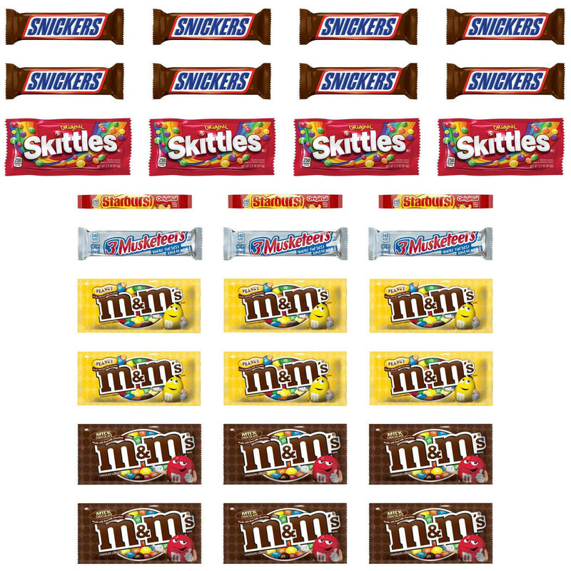 M&M's, Skittles and More Candy Bars, Variety Pack, Full Size, 30-count