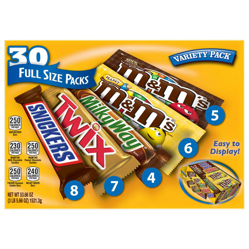 M&M's, Snickers and More Chocolate Candy Bars, Variety Pack, 30-count