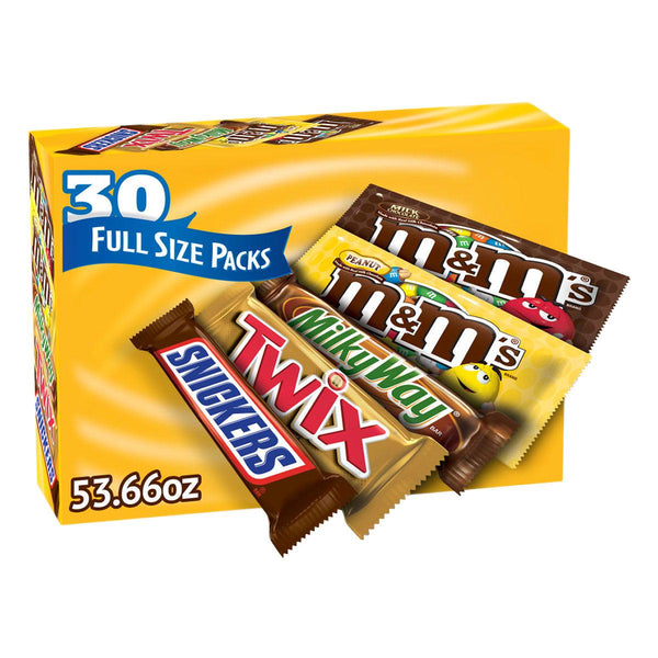 M&M's, Snickers and More Chocolate Candy Bars, Variety Pack, 30-count