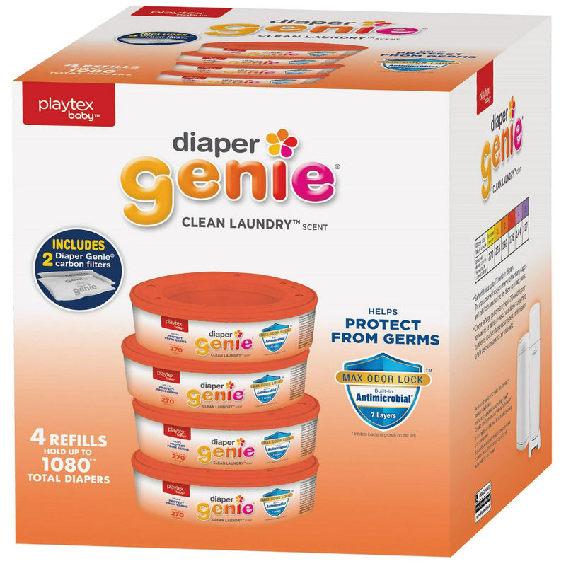 Playtex Diaper Genie Max Fresh Refill bags with a Clean Laundry Scent and Anti-Microbial, 1,080 count, PLUS 2 carbon filters