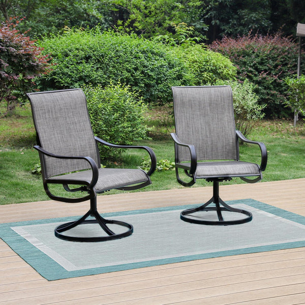 Sophia and William Patio Swivel Outdoor/Indoor Dining Chairs Set of 2 with Black Steel Frame