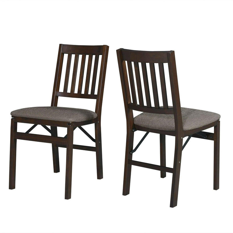 Stakmore Wood Folding Chair with Upholstered Seat, Espresso, 2-pack