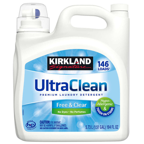 Kirkland Signature Ultra Clean Free and Clear HE Liquid Laundry Detergent, 146 loads, 194 fl oz - Home Deliveries